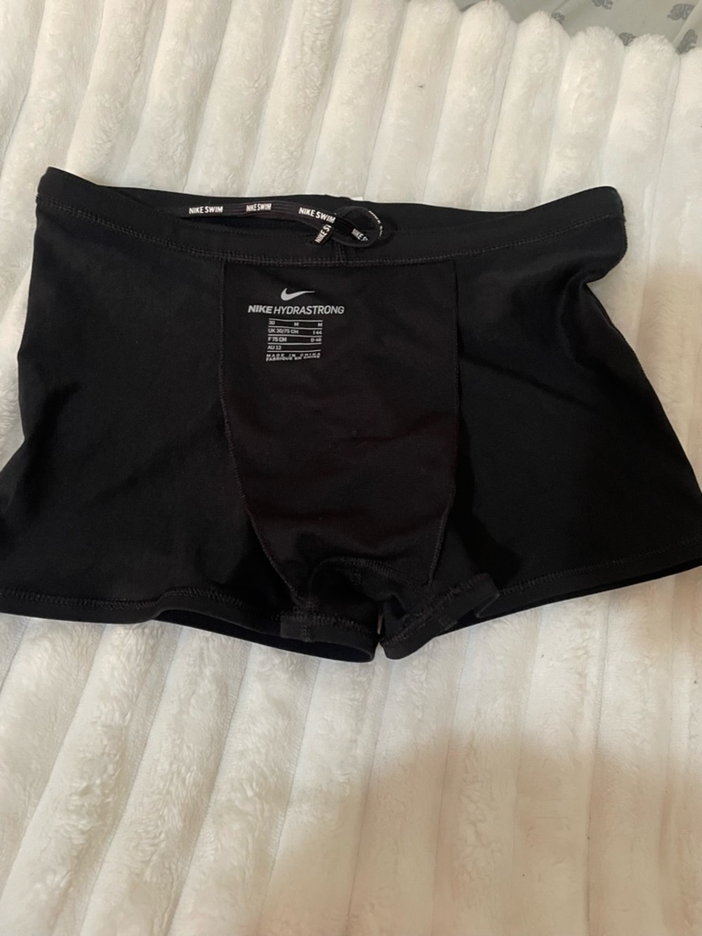 Nike Black Athletic Swim Shorts with White Swoosh - Picture 5 of 11